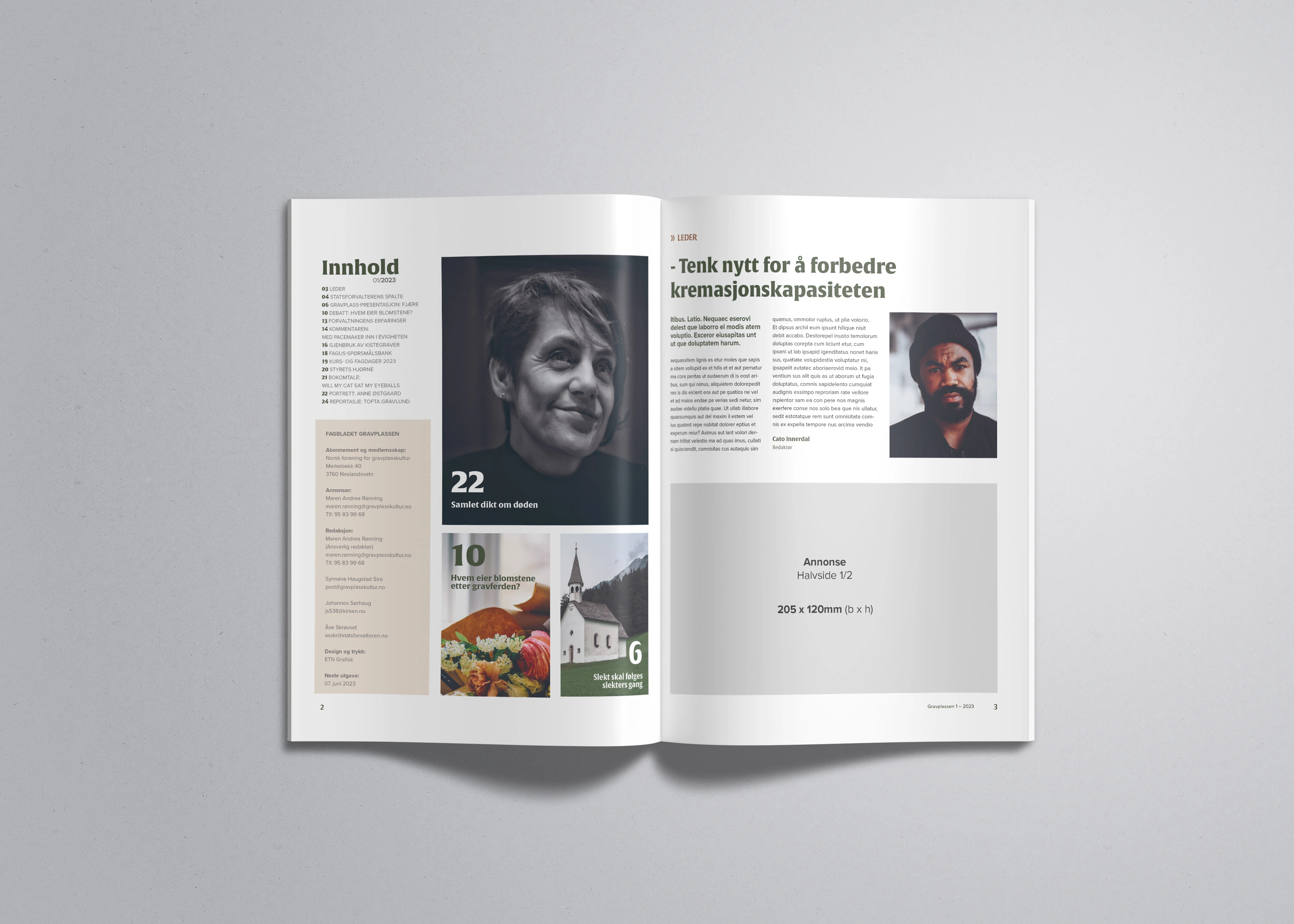 Oppslag på utgave av Gravplassen.