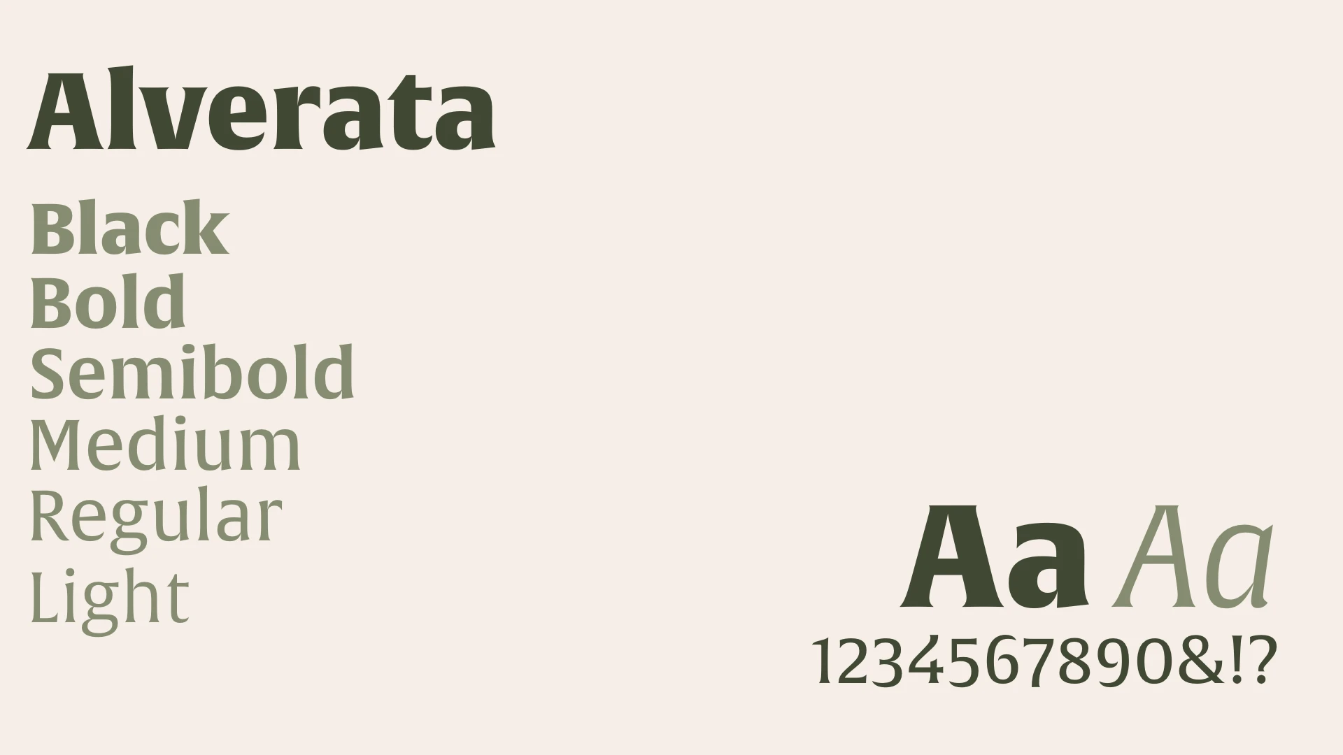 Eksempel på bruk av fonten Alverata